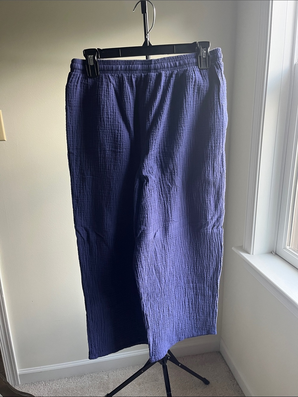 Jessica Simpson Wide-Leg Navy Blue Drawstring Pants - Picture 2 of 3